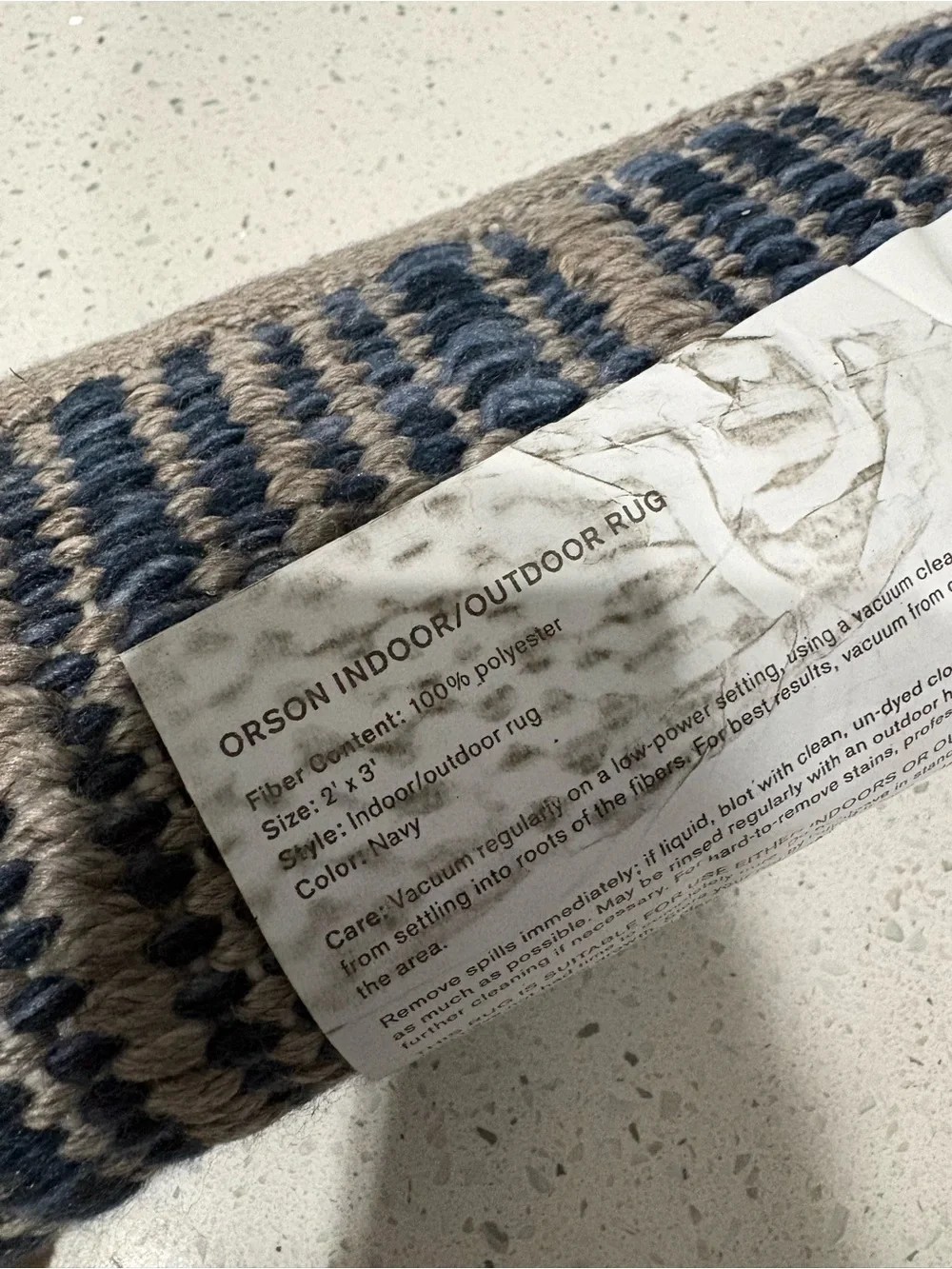 Pottery Barn ORSON 2x3 Blue and Gray Woven Door Mat